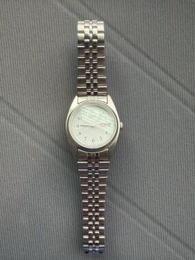 Seiko Silver Watch with White Dial